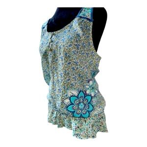 Y2K RARE‎ Boho/cottagecore/fairy tank top by Lulumari floral embroidery size Med